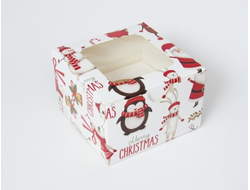 Коробка на 1 кекс (11,5*11,5*8 см), Дедушка мороз