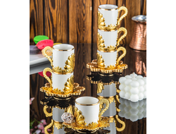 Набор для сервировки кофе на 6 персон "Стамбул, Девичья Башня", декор "Золото", Турция