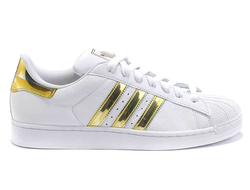 Adidas superstar белые с золотым, кожа (35-40) Арт. 006М