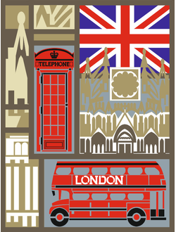 Набор для создания коллажа "Лондон туристический" коричневый (PDF)