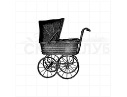Штамп винтажный с детской коляской