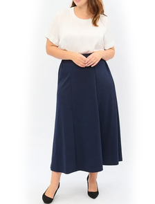 Женская удлиненная юбка на резинке арт. 11724-0761 (Цвет темно-синий) Размеры 52-82