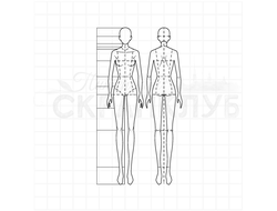 Штамп для творчества  Силуэты женщины спереди и сзади с портновскими мерками