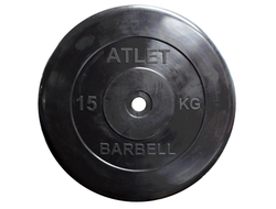 Диск обрезиненный MB Barbell Atlet, d=26мм, вес 15 кг