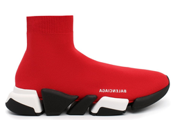 Кроссовки-носки Balenciaga Speed 2.0 с черной подошвой красные