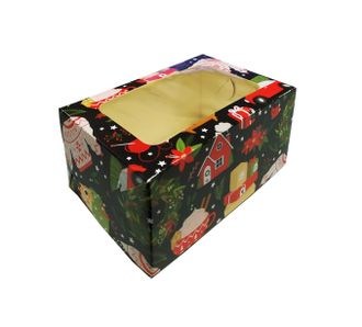 Коробка на 2 кекса с окном (17*11,5*8,5 см), Рождество