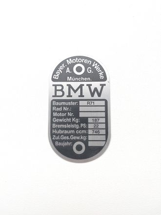 Табличка Bmw r-71