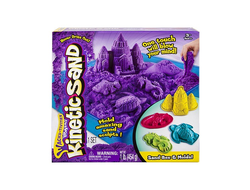 Кинетический песок Kinetic sand 454гр, фиолетовый, песочница + 4 формочки