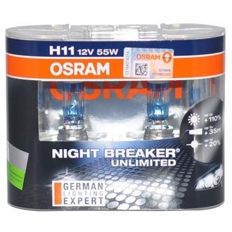 Лампа OSRAM NIGHT BREAKER UNLIMITED H11 12V 55W 2 шт. в пласт.коробке