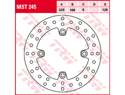 Тормозной диск задний TRW MST245 для мотоциклов Honda CBR 125/250/600/900/954/1000, CB 250/600 VTR 250/1000 // Triumph Daytona 600/650/675/955, TT 600, Speed Four 600, Speed Triple 900/955