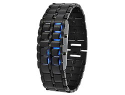 Led Watch - часы наручные Самурай черные с синими диодами