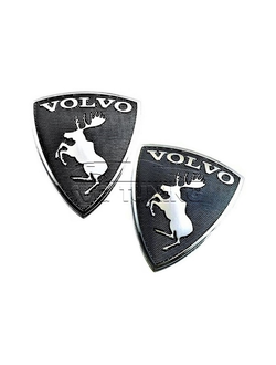 Комплект клубных эмблем с лосями для Volvo XС60, чёрные, на передние крылья, 2 шт