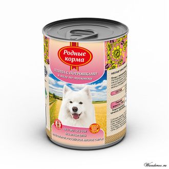 "Родные корма" консервы для собак "Птица с  в желе по-московски" 410 гр.