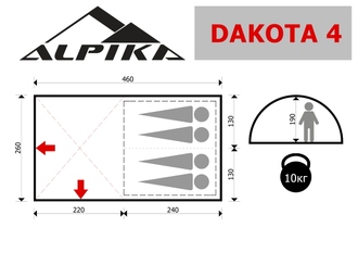 Палатка 4-х местная Dakota 4 Alpika