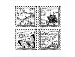 Габор из четырех марок с бабочкой, чашкой, голубем и розой