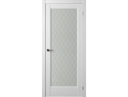 Межкомнатная дверь "НОВА-2" ясень белый (остекленная) С ВРЕЗКОЙ ПОД ЗАЩЕЛКУ 96