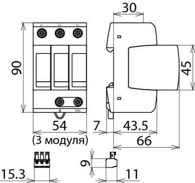952307 УЗИП класса II DEHNguard M DG M WE 600 FM для ветровых энергетических установок, с контактом для удаленной сигнализации