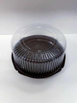 Контейнер пластиковый для торта круглый с коричневым дном (К 59),  25*12,5 см, 5 штук
