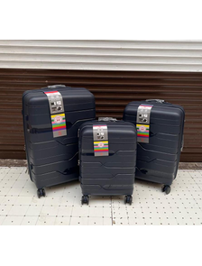 Комплект из 3х чемоданов Impreza Lyner Полипропилен S,M,L Темно-синий