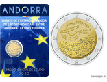 Андорра 2 евро 2022 год - 10 лет вступлению в силу валютного соглашения между Андоррой и Евросоюзом