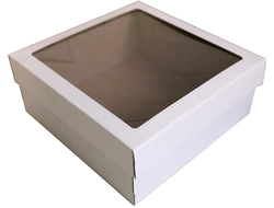 Коробка ПЛОТНАЯ из гофрированного картона с ОКНОМ 30*30*10, Белая (крышка-дно)