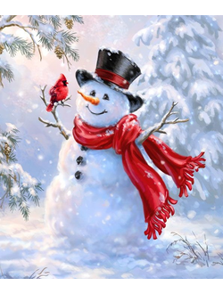 Алмазная картина (мозаика) &quot;Счастливый снеговик&quot; 30*40 см