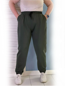 Женские брюки джоггеры арт. 19565-9969 (Цвет хаки) Размеры 62-82