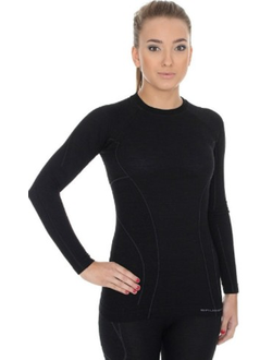 Футболка женская длинный рукав BRUBECK Active Wool черный