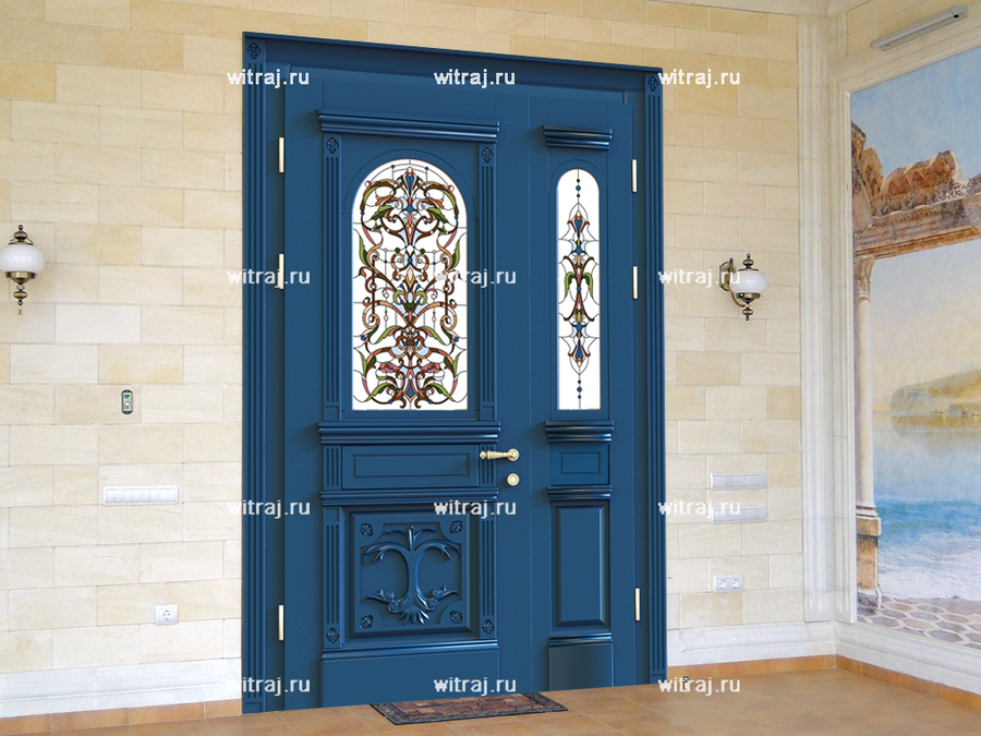 Vhodnaya Dver S Arochnym Vitrazhom V Steklopakte