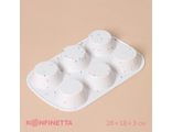Форма силиконовая для выпечки KONFINETTA «Фигуры. Круг», 6 ячеек, 28×18×3 см (7,5×7,5×3 см), цвет белый
