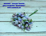 Цветы №28-5, диаметра цветка 3-3,5см, в букете 6 цветочков, шелк сырец, я.голубой, 45р/букет