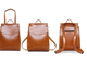Кожаный женский рюкзак-трансформер бронзовый
