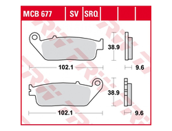 Тормозные колодки передние TRW MCB677SV для Honda (Sinter Street SV) 06455-MJE-D01, 06455-MGS-D31, 06455-MGS-D32