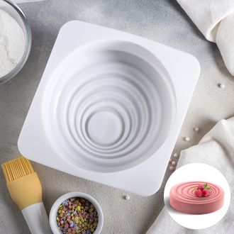 Форма для муссовых десертов и выпечки «Рябь», 16×6,5 см, цвет белый