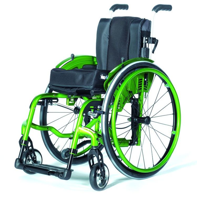 Инвалидное детское кресло-коляска с упором на подушке (зеленая)