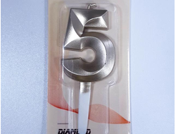 Свеча в торт   «Грань», цифра "5", Золото