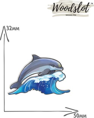 Дельфин на волне  - Брошь/значок - 779