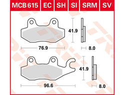 Тормозные колодки TRW MCB615SI (FA165) для BRP Can-Am Commander 800/1000, Maverick 1000 // Kawasaki Brute Force 650/750 // Yamaha Rhino 450/660/700 // CF Moto CF Z6 600, CF Z8 800 // SUZUKI
