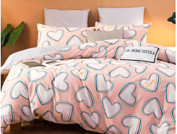 Комплект постельного белья Делюкс Сатин рисунок Сердечки L354 (2 спальный комплект)