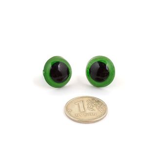 Глаза круглые винтовые полупрозрачные TBY цв.зеленый ( без заглушек) (уп-2шт)