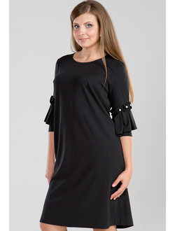 Платье с декором на рукавах Прима-Л- 4296- черный (48-62).