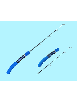 Удочка зимняя штекерная 57см/ ручка неопрен СИНЯЯ/ хлыст кивок плоский 38см