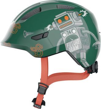 Шлем велосипедный ABUS Smiley 3.0 детский, зелёный с роботами