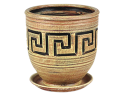 Бежевый необычный цветочный горшок из керамики диаметр 26 см в античном (греческом) стиле