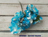 Цветы №60-4, диаметр 3см, в букете 6 цветков, цвет голубой, материал бумага, 23р/букет