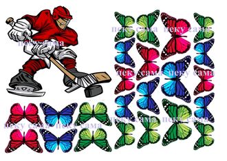 Хокеист (около 12 см) + бабочки