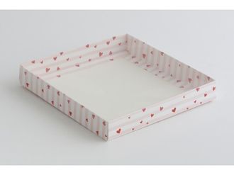 Коробка 20*20*3 см с прозрачной крышкой, валентинка