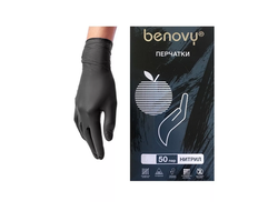Перчатки нитриловые черные Benovy, 50 пар