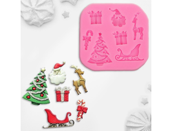 Молд силиконовый 8х1,1 см "Новогодняя суета"