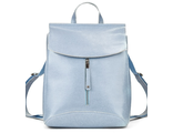 Кожаный женский рюкзак-трансформер Zipper голубой